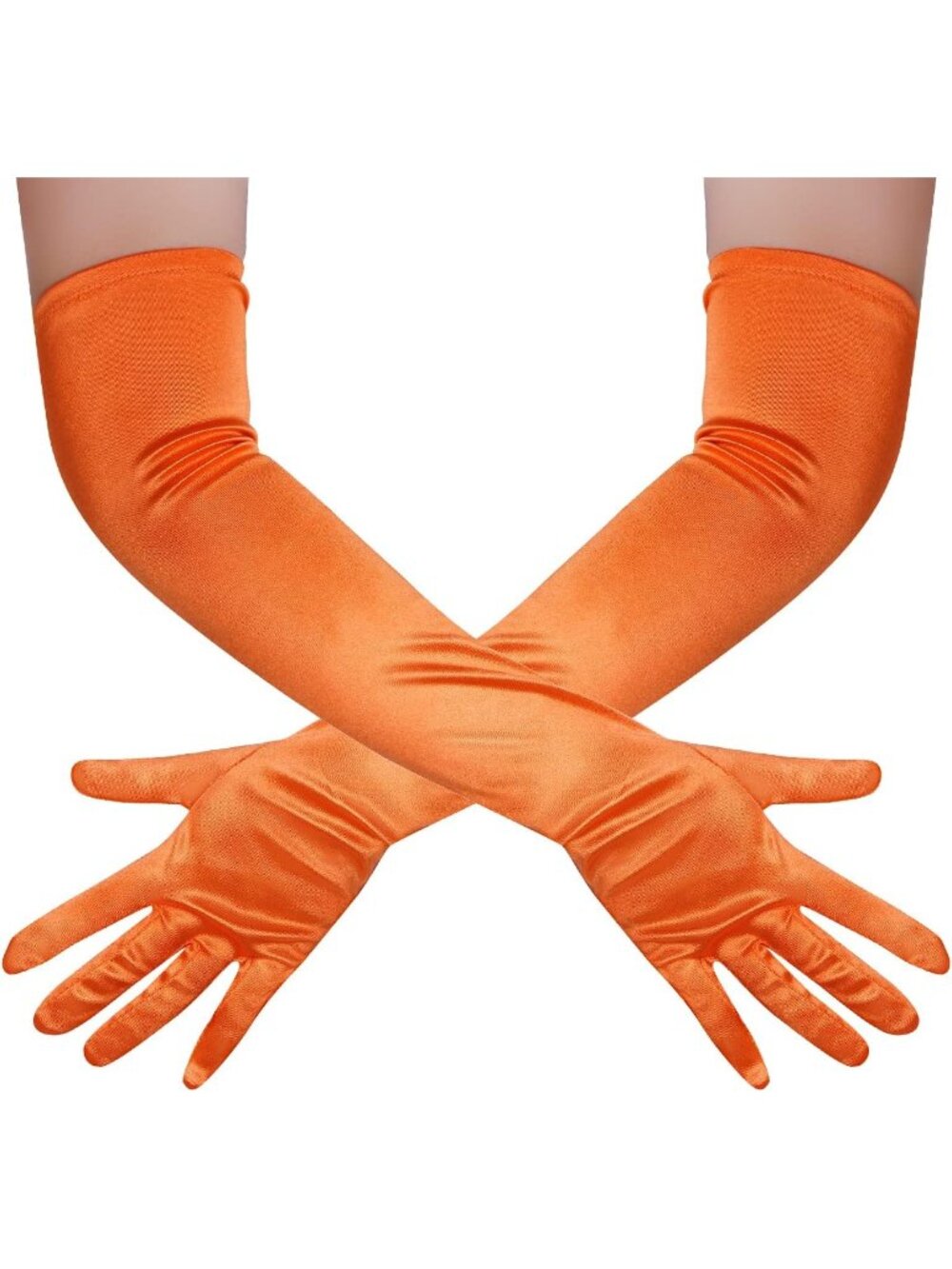 Women's Orange 1920s Costume Dress Elbow Length 21 inch Long Opera Satin Gloves